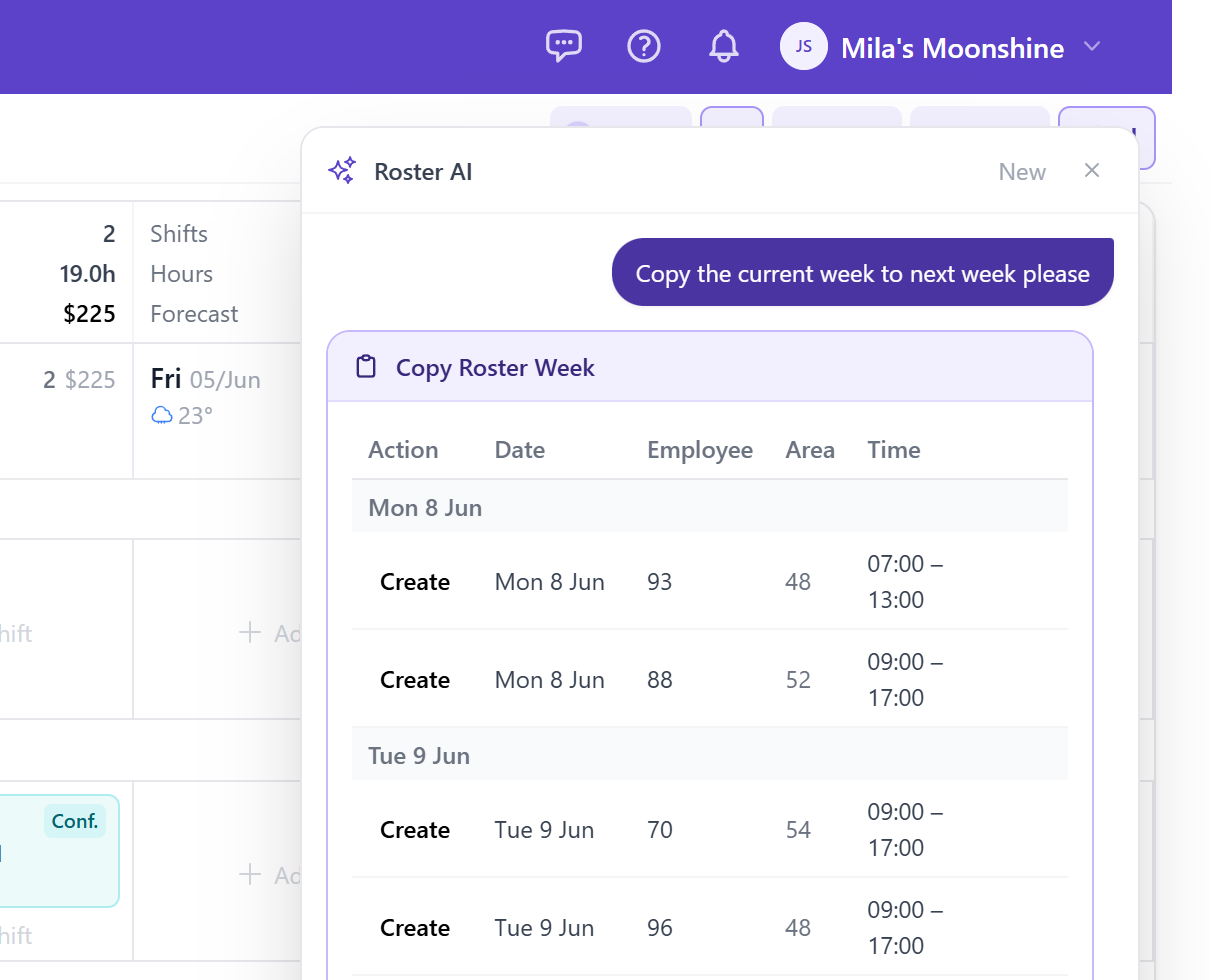 Build or adjust the entire roster in plain language