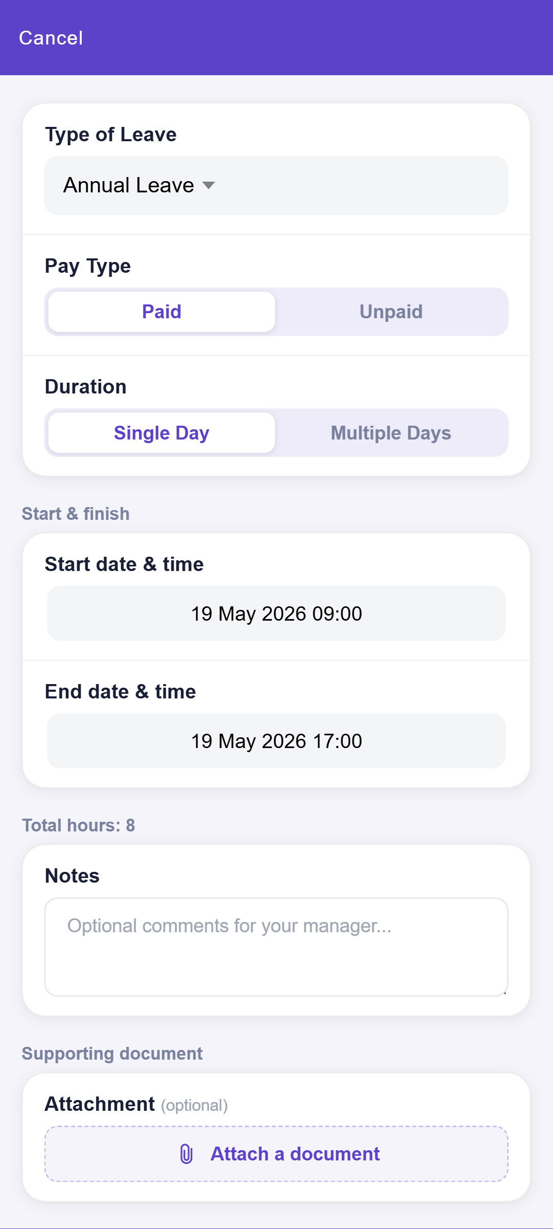 Review leave requests with full roster context