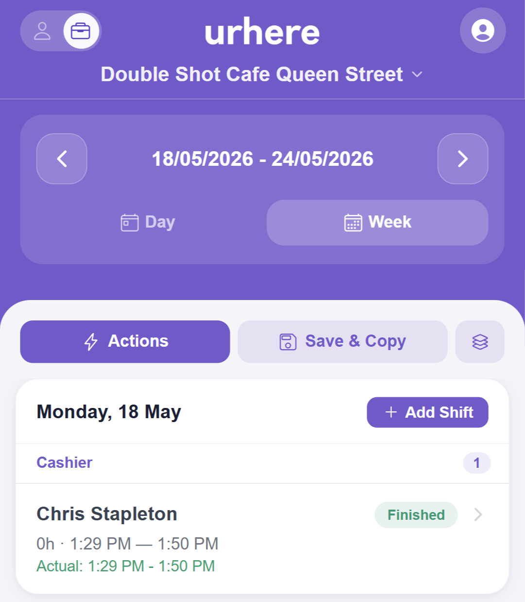 Managers get a dedicated view in the same app