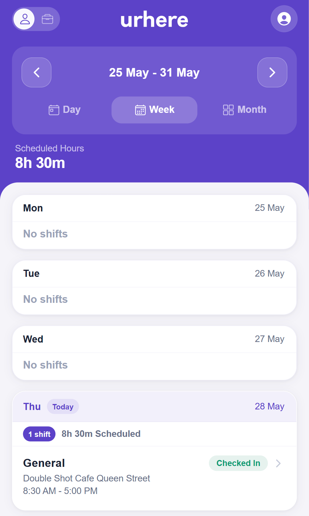 Clock in from the app — straight into timesheets