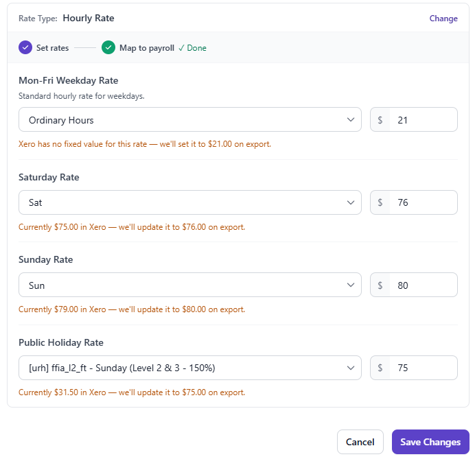 Match earnings rates once — Urhere handles the rest every period